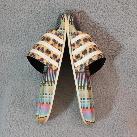 Adidas Adilette Slides Mens 9 Brazilian Leopard Sandals - Picture 7 of 9